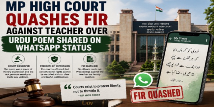 MP High Court Quashes FIR Against Teacher Over Urdu Poem Shared on WhatsApp Status